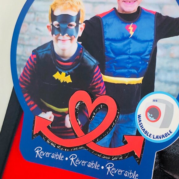 New w/Tag-Great Pretenders Reversible Superhero Tunic Cape with Mask Size 4-7 - Picture 10 of 16